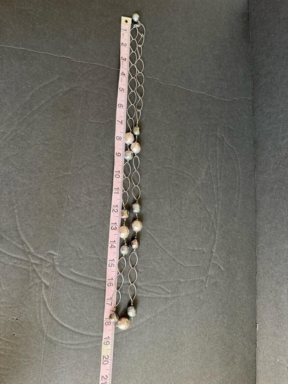Sterling Silver Baroque Pearl Necklace Large Link Station Chain Old Money 925 - Picture 9 of 10